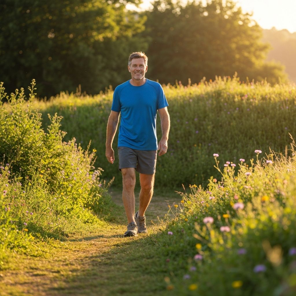 Active mature man enjoying nature
